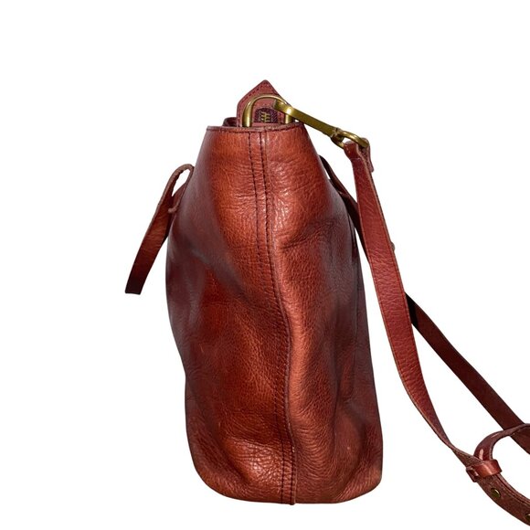 Madewell Womens Large pebbled Leather Transport Tote Bag wine Brown 2018 neutral - Picture 8 of 15